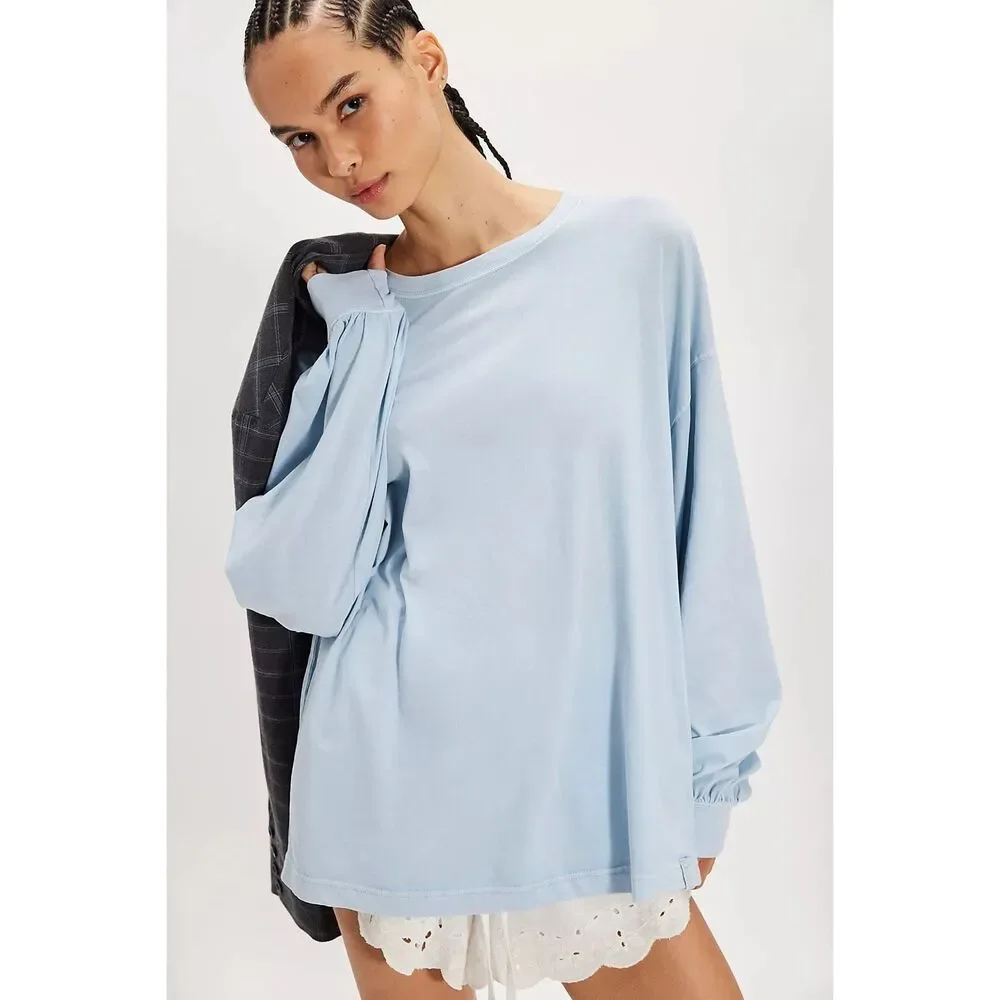 Free people We The Free Perfect Oversized long sleeve Tee blue S NEW